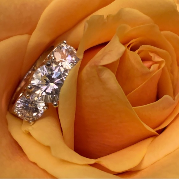 CZ By Kenneth Jay Lane Round CZ Triple Stone Ring - Picture 8 of 8